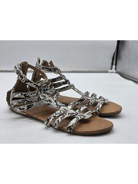 Xray Sandals Womens Size 10 41 White Mamie Strappy Gladiator Snake Print Shoes